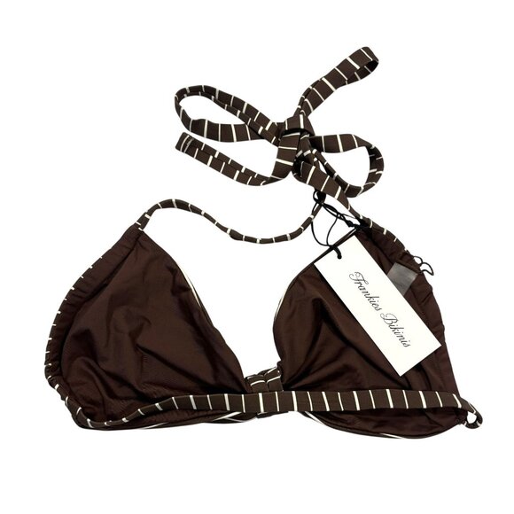 Reece Striped Halter Bikini Top Amber Stripe - Picture 3 of 5